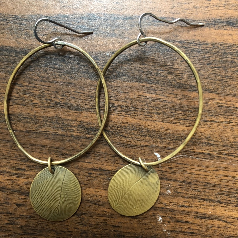MOVING SALE!! ❤️ Bronze Hoops with Leaf Embossed